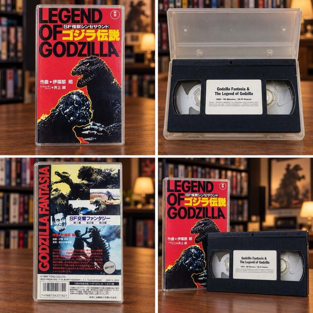 Godzilla Fantasia & The Legend of Godzilla VHS 1984 Hi-Fi Stereo Clamshell